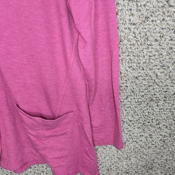 LOGO Lori Goldstein Cardigan Womens Medium Pink Button Up V Neck Pockets Casual - Picture 2 of 7